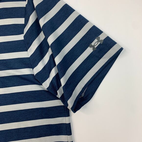 Under Armour Playoff Polo Shirt Mens L Large Navy Striped Flint Hills Cup Golf - Picture 6 of 12